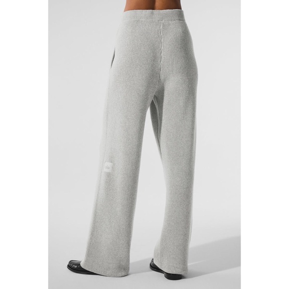 Alo Yoga Domain Rib Knit Sweatpant Athletic Heather Grey L - Picture 2 of 7